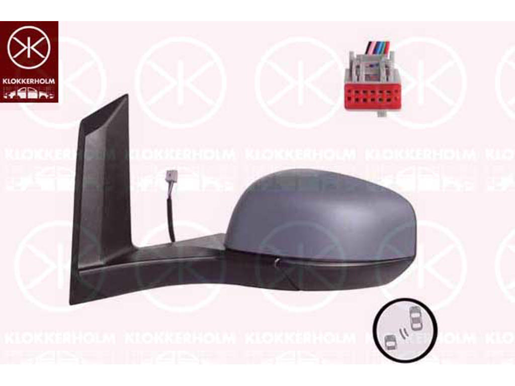 Exterior Mirror, Left, Heatable blind spot mirror, Electronically foldable, Number of pins: 9, Heatable, w/primer, Aspherical