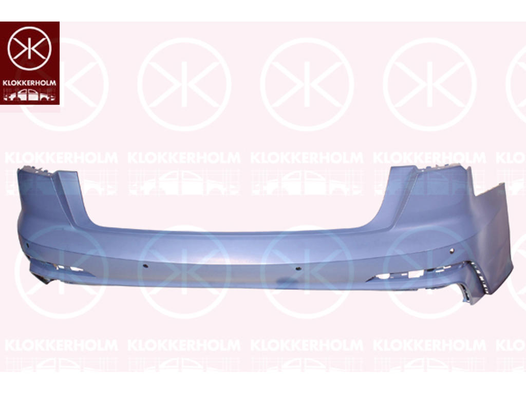 Bumper, S-LINE, Rear, with hole(s) for park distance control, Number of bores: 4, w/primer