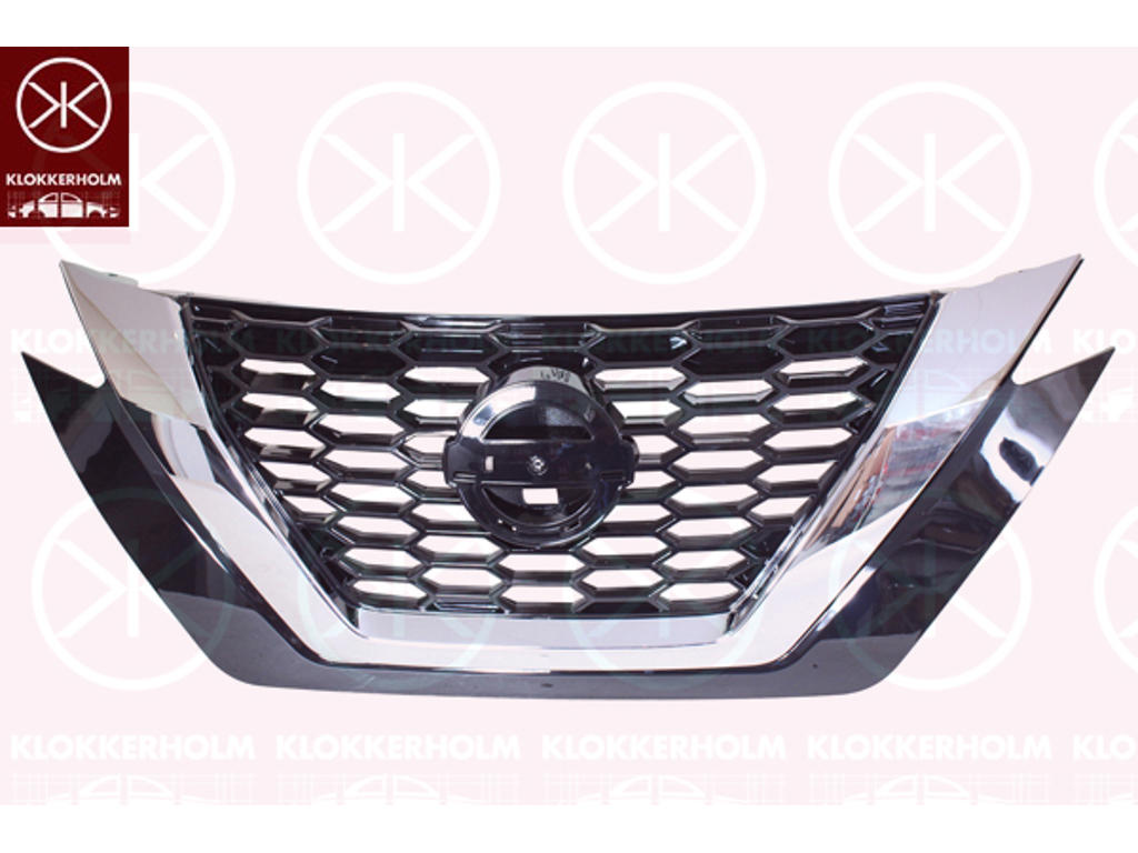 Radiator Grille, Glossy, with camera hole(s), Front, chrome/black