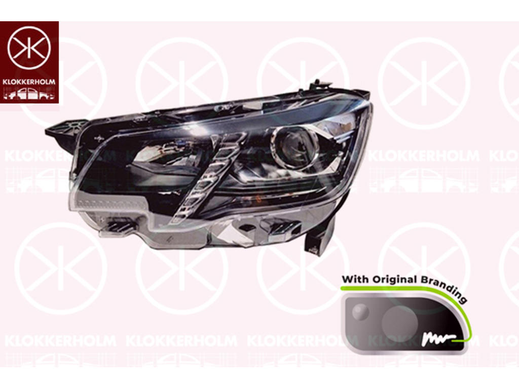 Headlight, Left, H7/H1, with daytime running light (LED), with lettering, with motor for headlamp levelling, Valeo