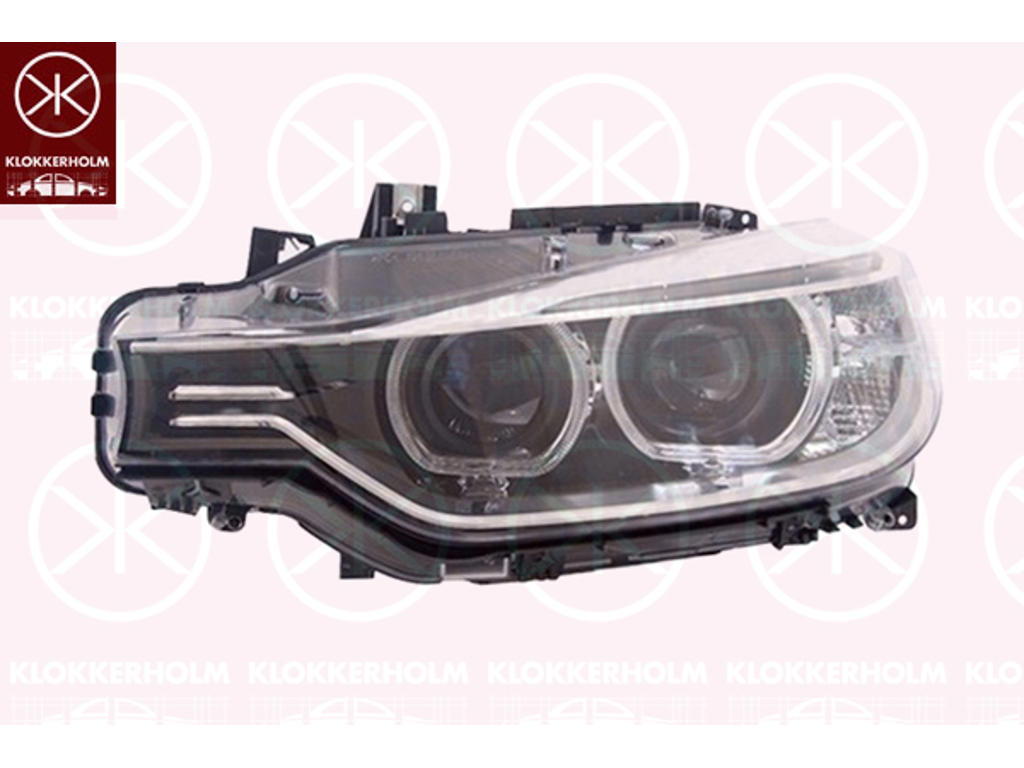 Forlygte, D1S (gasafladningslampe), højre, Bi-Xenon, til køretøjer med kurve-lys, med kørelys (LED), med indstillingsmotor for LWR, uden styreenhed til Xenon, ZKW