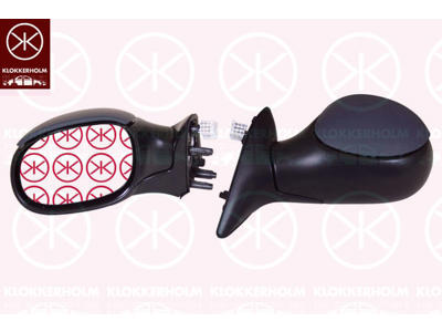 Exterior Mirror, w/primer, Electronically foldable, for electric mirror adjustment, Convex, Heatable, Left, Number of pins: 7