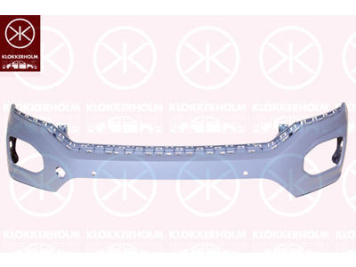 Bumper, w/primer, with hole(s) for park assist (parallel parking), Front, with hole(s) for park distance control, Upper section, Number of bores: 4