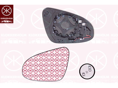 Spiegelglas, buitenspiegel, voor voertuigen met dodehoekassistent, Links, Te verwarmen, Bol-vormig