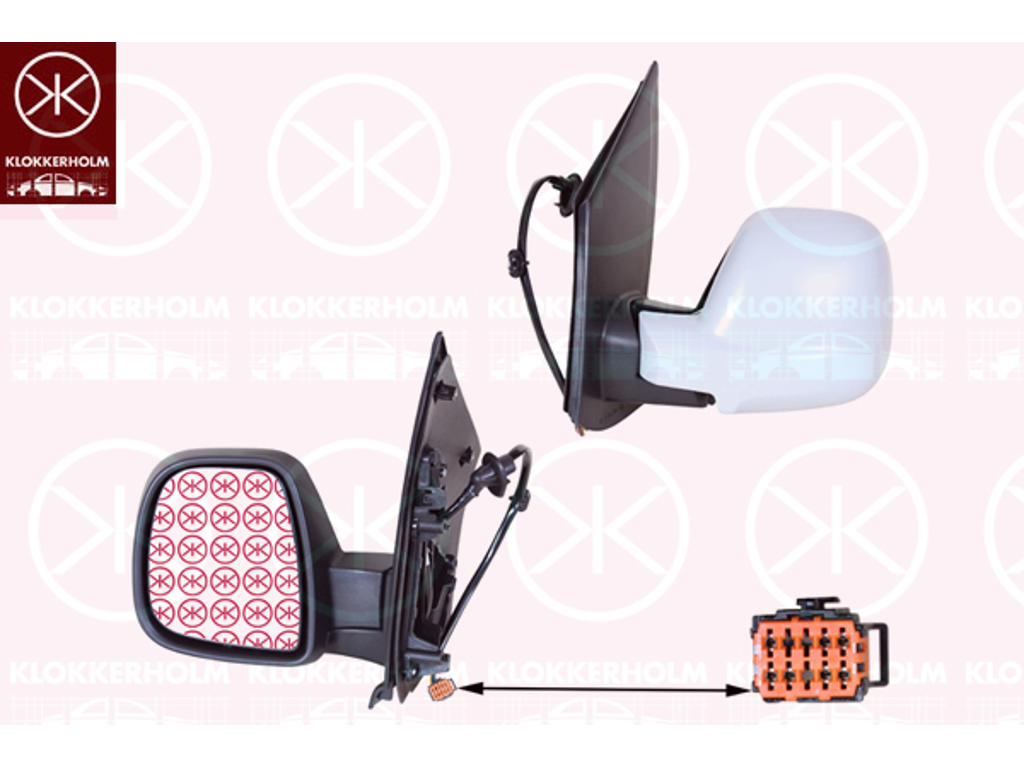 Exterior Mirror, Left, for electric mirror adjustment, Electronically foldable, Number of pins: 7, Left-/right-hand drive vehicles: for left-hand/right-hand drive vehicles, Heatable, w/primer, Convex