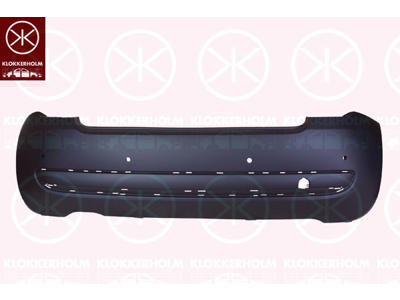 Bumper, w/primer, for vehicles with park distance control, Rear, with holes for trim/protective strip
