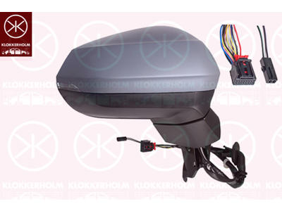 Exterior Mirror, Right, for electric mirror adjustment, Number of pins: 8, with indicator, Electronically foldable, Heatable, w/primer, Convex