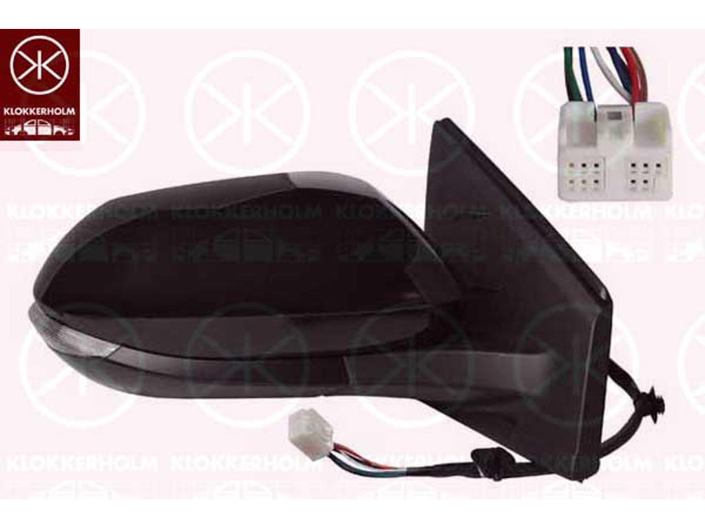 Exterior Mirror, Right, for electric mirror adjustment, Electronically foldable, Number of pins: 8, with indicator, Heatable, Convex, w/primer