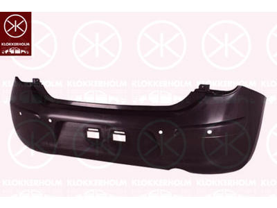 Bumper, Rear, black, with hole(s) for park distance control