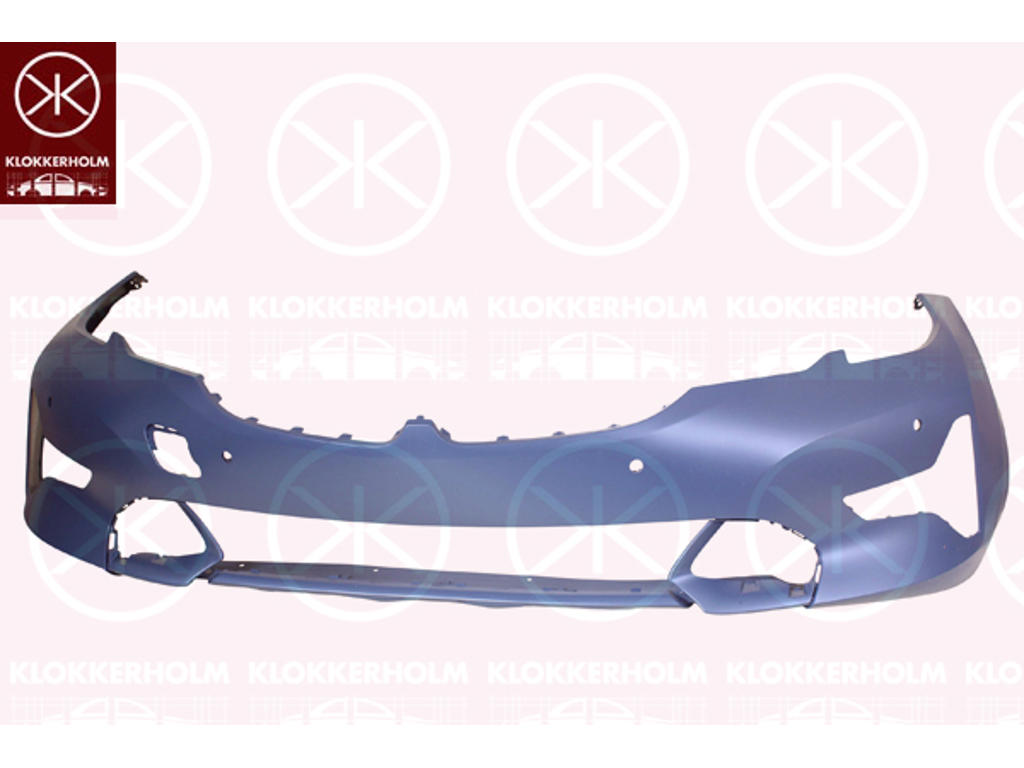 Bumper, w/primer, with hole(s) for park assist (parallel parking), Front, Number of bores: 6
