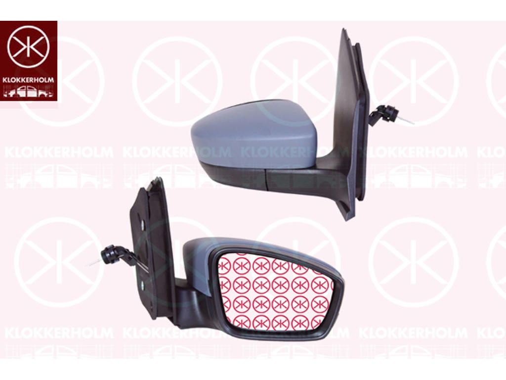 Exterior Mirror, Right, Control: cable pull, Convex, w/primer