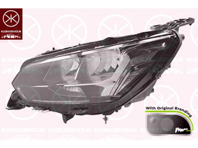 Forlygte, højre, med kørelys, H9, Lampe/pæretype: H18, W21/5W, med skrift, med indstillingsmotor for LWR, Valeo