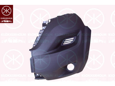 Bumper, Smooth, black, Left Front, with hole(s) for fog lights, Trim Level: HEAVY