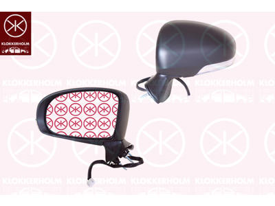 Exterior Mirror, Left, for electric mirror adjustment, Number of pins: 7, with indicator, Heatable, w/primer, Aspherical