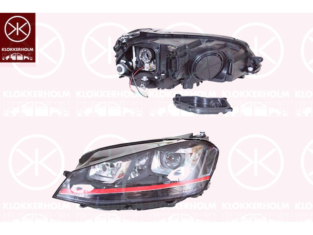 Headlight, GTI, Illuminance [lx]: 12.5, Left, Bi-Xenon, with daytime running light (LED), without control unit for Xenon, with motor for headlamp levelling, D3S/H7
