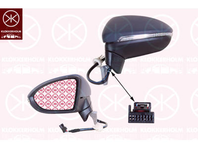 Exterior Mirror, Left, Number of pins: 6, for electric mirror adjustment, with indicator, Heatable, Aspherical, w/primer