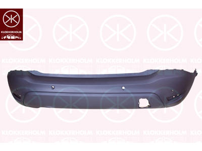 Bumper, Rear, Smooth, black, with hole(s) for park distance control, Number of bores: 4