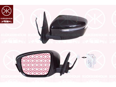 Exterior Mirror, Left, for electric mirror adjustment, Number of pins: 7, w/primer, Heatable, Convex