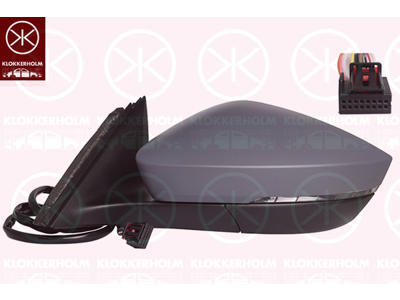 Exterior Mirror, Left, Electronically foldable, Number of pins: 11, with indicator, with reading light, Heatable, w/primer, Convex
