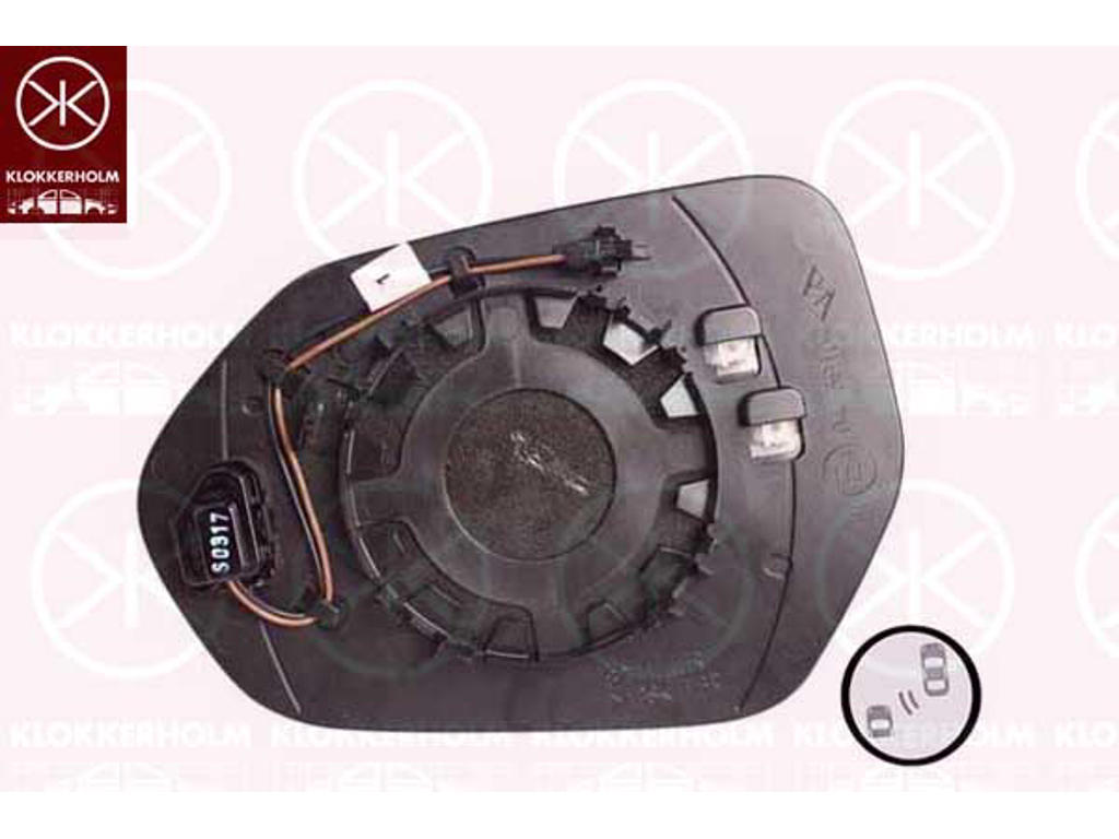 Mirror Glass, exterior mirror, Right, Heatable blind spot mirror, Convex