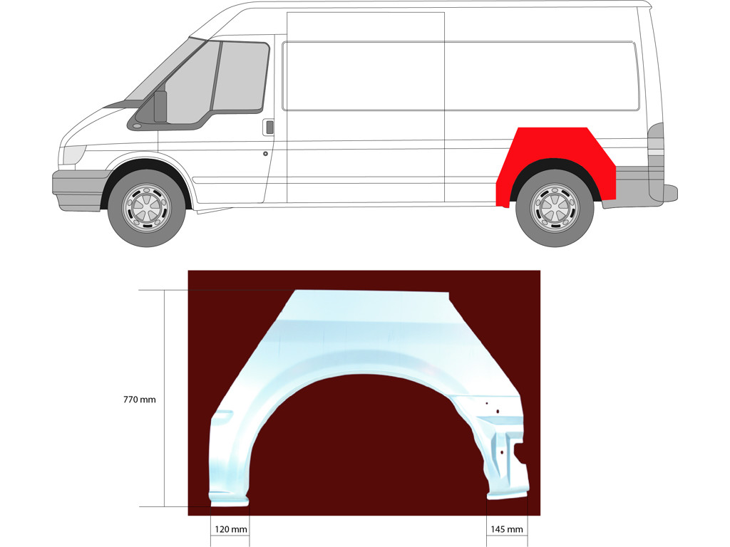 Quarter Panel, Wheel Arch Border, Repair Panel, Right Rear, Axle Distance [mm]: 3750, Axle Distance [mm]: 3300