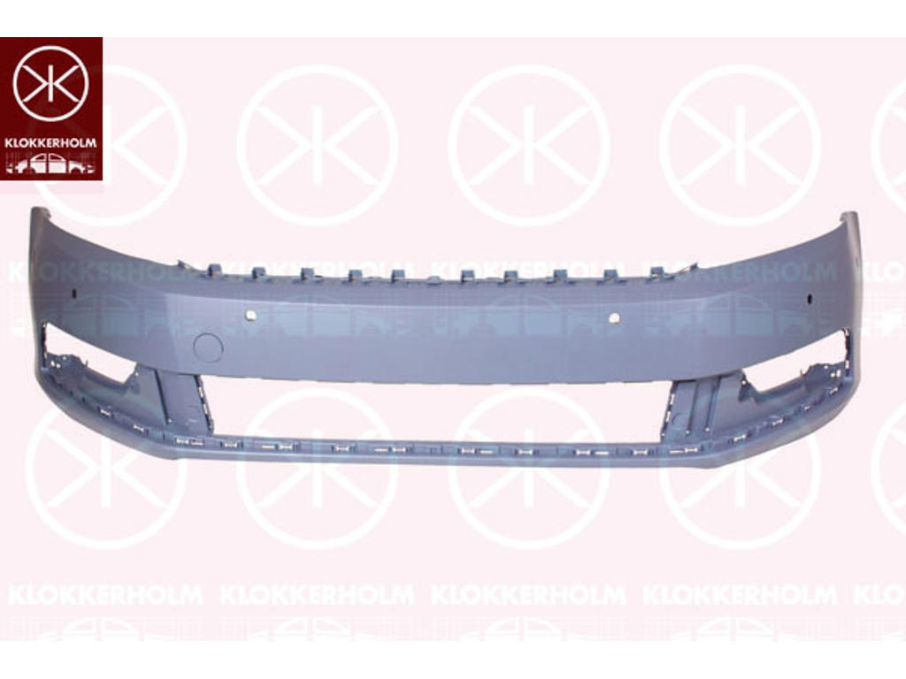 Bumper, Front, with hole(s) for park assist (parallel parking), Number of bores: 6, w/primer, not for trim level: R-LINE
