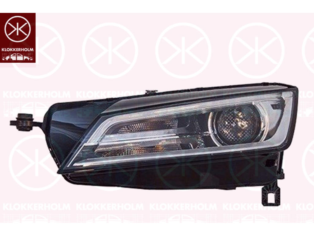 Headlight, Left, Bi-Xenon, with daytime running light (LED), without LED control unit for daytime running-/position ligh, without control unit for Xenon, Number of light functions: 7, with motor for headlamp levelling, H8, PWY24W, AL