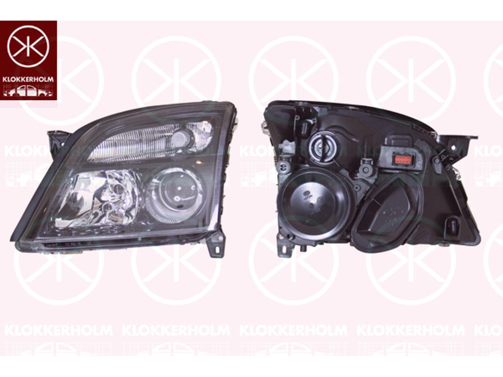 Headlight, H7/H7, for vehicles with headlight levelling, Hella, Left, Housing Colour: black, Illuminance [lx]: 30