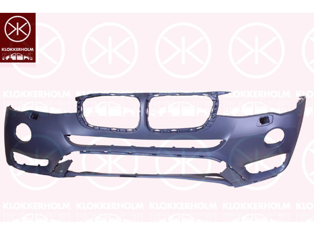 Bumper, w/primer, LED, Front, with hole(s) for fog lights, with hole(s) for washer nozzle