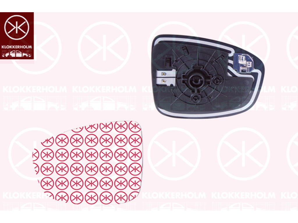 Mirror Glass, exterior mirror, for vehicles with lane keeping assist, Left, Heatable, Aspherical
