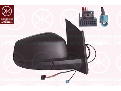 Exterior Mirror, Grained, Right, for electric mirror adjustment, Number of pins: 5, with aerial, Vehicle Equipment Line/Variant: FM2, Heatable, Convex