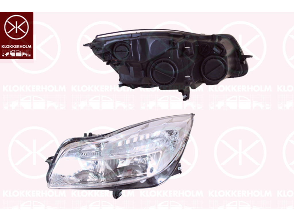 Headlight, with daytime running light, H7/H1, with motor for headlamp levelling, Right, DEPO, Illuminance [lx]: 25
