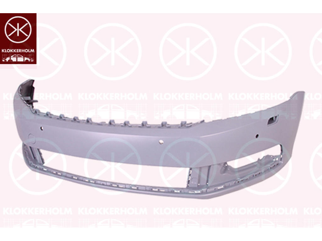 Bumper, Front, with hole(s) for park distance control, Number of bores: 4, for vehicles with headlamp cleaning system, not for trim level: R-LINE