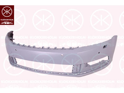 Bumper, Front, with hole(s) for park distance control, Number of bores: 4, for vehicles with headlamp cleaning system, not for trim level: R-LINE