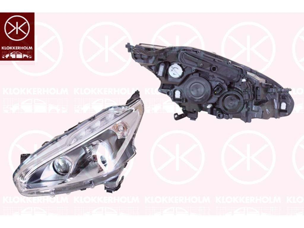 Hauptscheinwerfer, ohne Stellmotor für LWR, links, Beleuchtungsstärke [lx]: 17.5, H7/H7, mit Tagfahrlicht (LED), Valeo