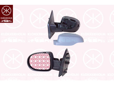 Exterior Mirror, Left, for electric mirror adjustment, Number of pins: 5, Heatable, w/primer, Aspherical