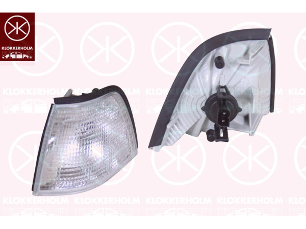 Blinker, med lamphållare, vit, Vänster