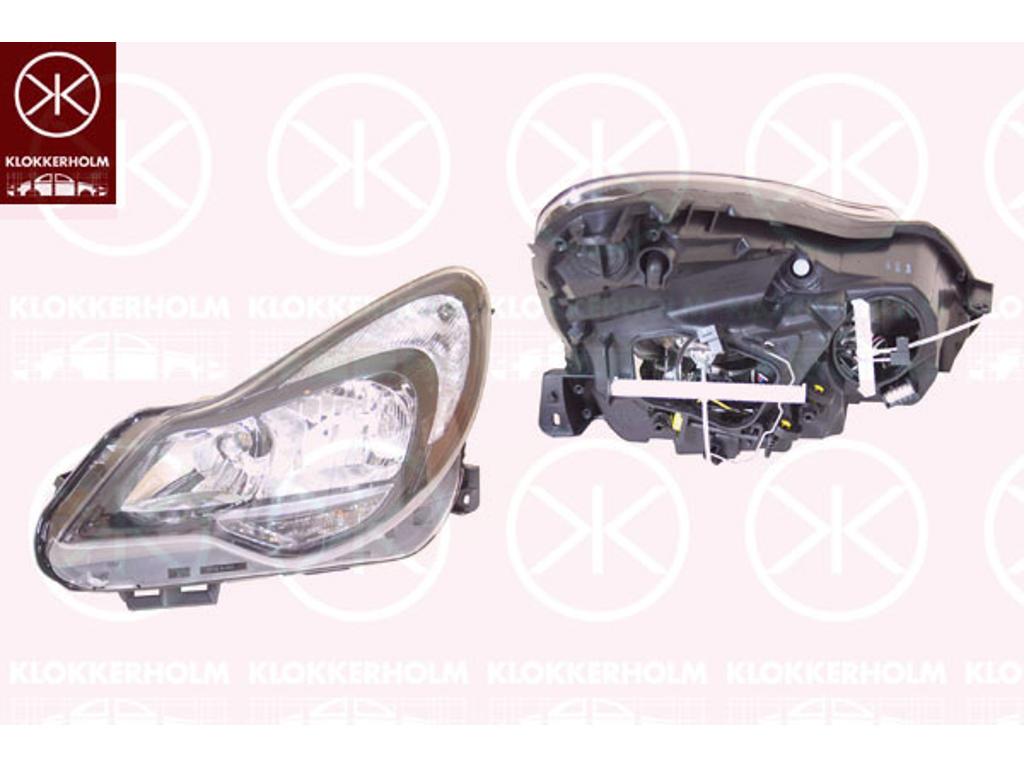 Headlight, Right, Illuminance [lx]: 20, H7/H1, Housing Colour: black, Valeo, with motor for headlamp levelling, with bulbs