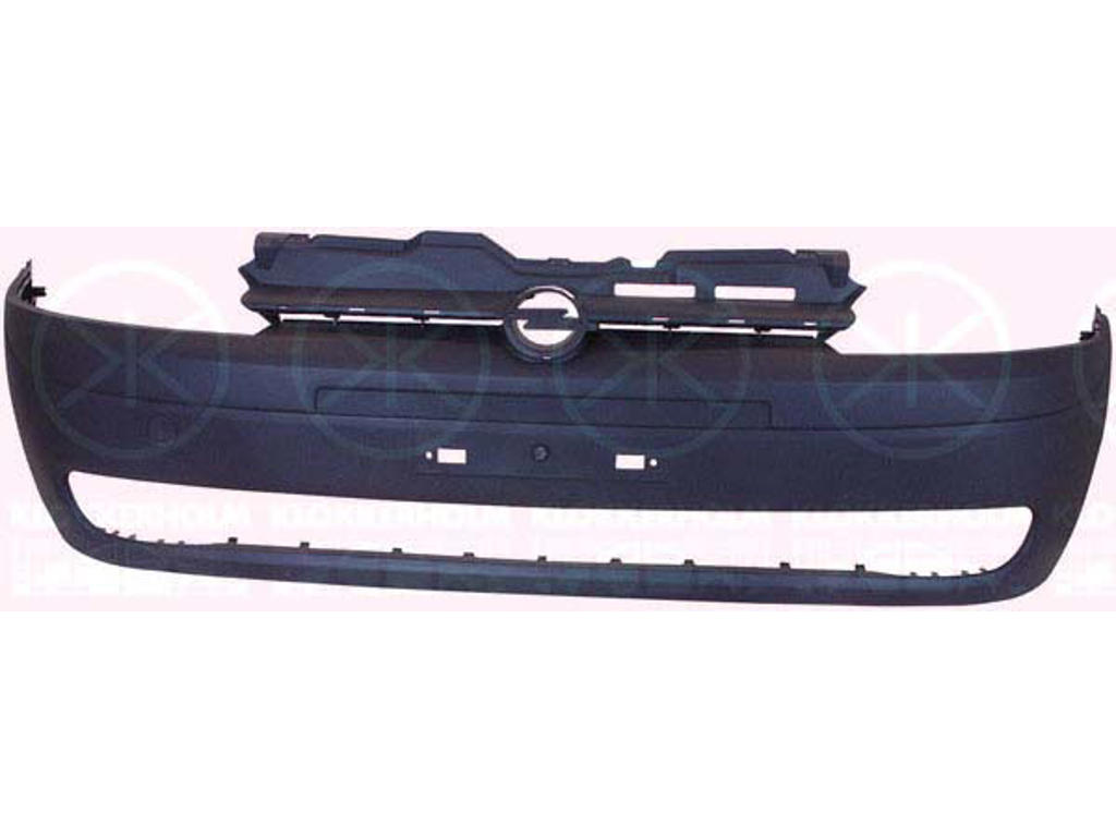 Bumper, Front, black, with holes for trim/protective strip