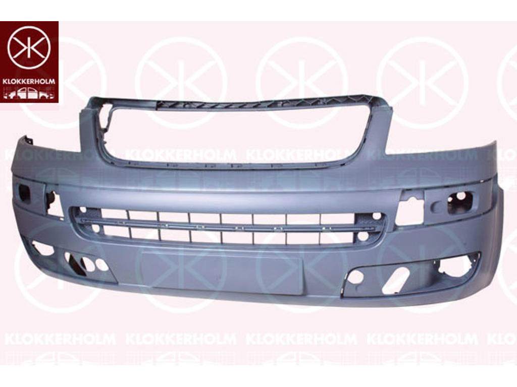Bumper, w/primer, MULTIVAN, Front, with hole(s) for fog lights