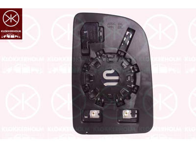Mirror Glass, exterior mirror, for vehicles with blind spot assistant, Right, Short mirror arm, Heatable, Convex