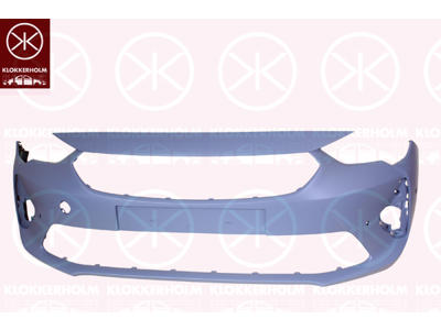 Bumper, w/primer, with hole(s) for park assist (parallel parking), Front, Number of bores: 4, Trim Level: GS LINE