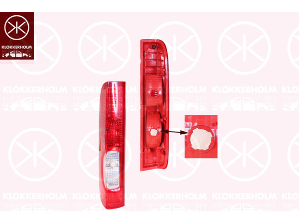 Tail Light Assembly, without bulb holder, white/red, Left