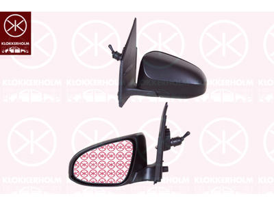 Exterior Mirror, Left, Control: cable pull, Convex