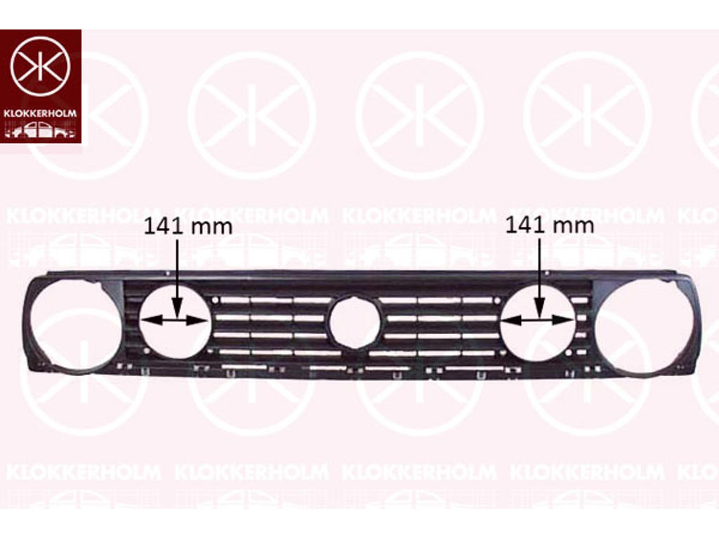 Kølergitter, GTD, sort, med hul/huller for tågelygter, Diameter [mm]: 141