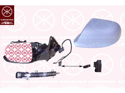 Exterior Mirror, Left, Electronically foldable, with memory, Number of pins: 17, with indicator, Heatable, w/primer, Aspherical, Complete Mirror