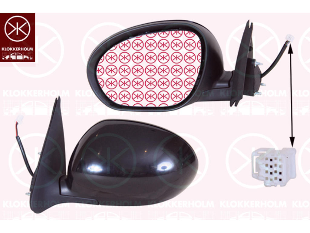 Exterior Mirror, Left, for electric mirror adjustment, Number of pins: 5, Heatable, w/primer, Convex
