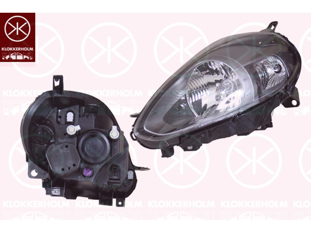 Headlight, H4, with motor for headlamp levelling, Valeo, Left, Housing Colour: black, Illuminance [lx]: 17.5
