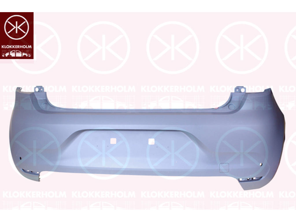 Bumper, w/primer, Rear, with hole(s) for park distance control, Number of bores: 2