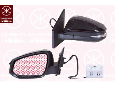Exterior Mirror, Right, for electric mirror adjustment, Electronically foldable, with indicator (LED), Number of pins: 9, Heatable, Convex, w/primer